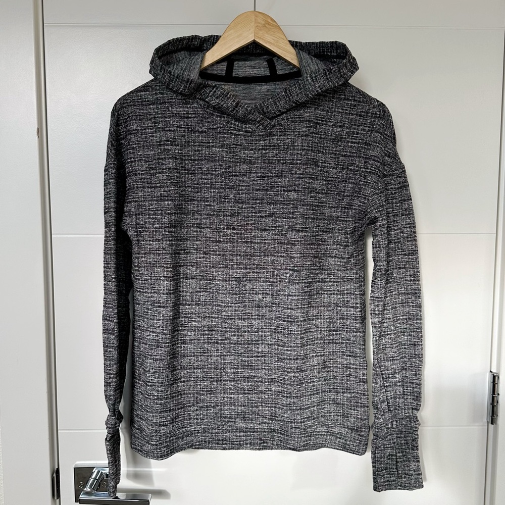 Lululemon Extra Mile Hoodie Ringspun Denim Black White Size 2